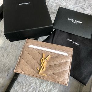 Saint Laurent Cassandre Matelasse Card Holder in Taupe (BNIB)